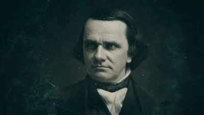 - [Doris] It's there that
he meets Stephen Douglas, - Abraham Lincoln