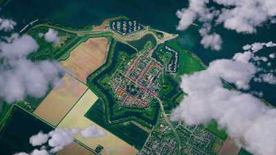 Dotted across
this seemingly tranquil landscape, - Europe From Above