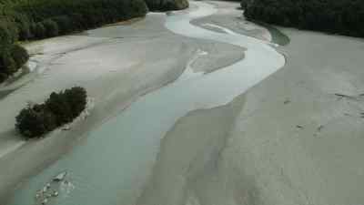 Downstream, as the rivers broaden
and begin to slow, - Prehistoric Planet