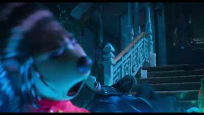 - [dramatic sting plays]
- [all scream, grunt] - Sing: Thriller