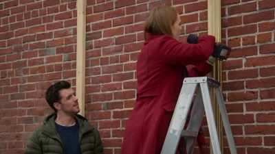 [drill whirring] - Our Christmas Mural