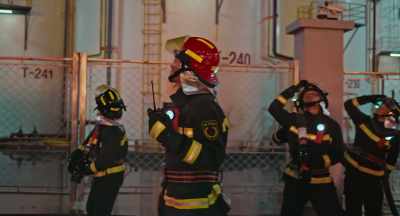Dry powder will be dispersed
from the helicopter soon. - The Bravest
