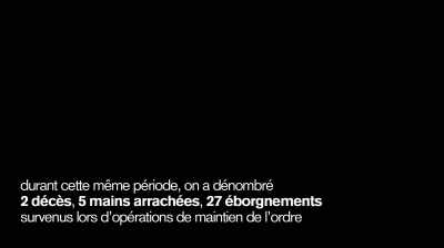 During that period, we counted
2 deaths, 5 hands amputated, - The Monopoly of Violence