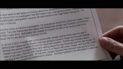 "During the course
of Patrick's investigation, - Two Shallow Graves