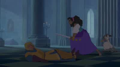 You! Easy, easy. I just shaved this morning. -Oh, really? You missed a spot. -All right, all right. - The Hunchback of Notre Dame