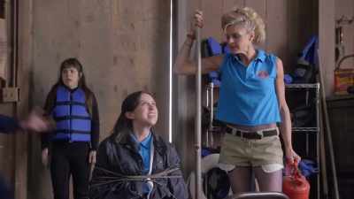 -(eerie music playing) -(snorting) - Rob Riggle's Ski Master Academy
