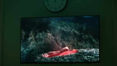 (EERIE, RHYTHMIC PINGING ON TV) - Evil