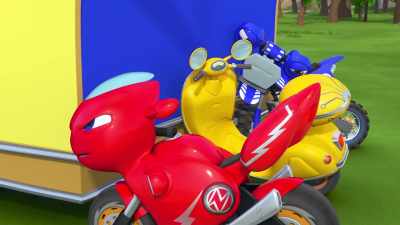 (effort grunts,
engine revving) - Ricky Zoom