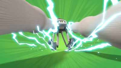 -[electricity crackling]
-[grunts, chuckles] - Mighty Monsterwheelies