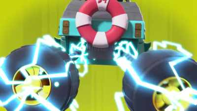 -[electricity crackling]
-[motor revs] - Mighty Monsterwheelies