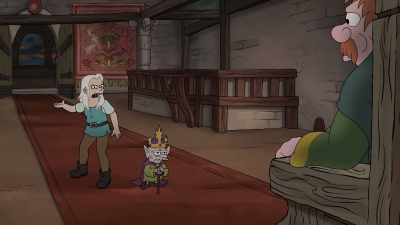 Elf Alley is on fire! Dragon attack.
Elves need help. Get it? - Disenchantment