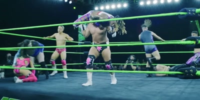 Elimination is by throwing someoneover the top rope to the floor. - Monster Factory