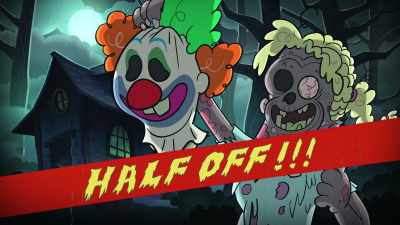 Empty-handed,
because clown masks are half off. - The Spooky Tale of Captain Underpants Hack-a-ween