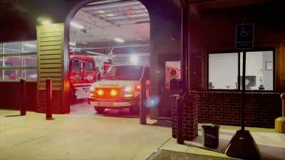 (engine revs)
(alarm blaring) - A Fireman for Christmas