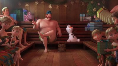 Enjoying the Christmas sweats inquisitive magic snowman - Olaf's Frozen Adventure