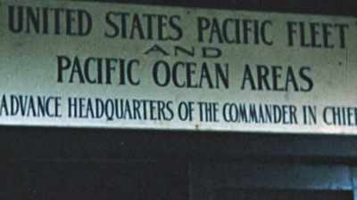 EVEN THOUGH HE'S OUTGUNNED,
ADMIRAL NIMITZ DOESN'T RUN. - The Pacific War in Color
