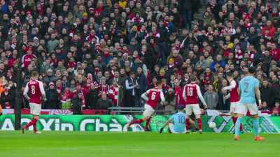 Eventually gets
the right-footed shot away, - All or Nothing: Manchester City