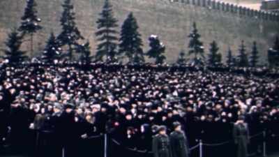 Every bit the leader, Beria addressed the crowds - KGB - The Sword and the Shield