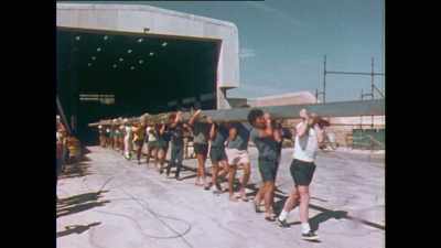 Everyone was covered in gray
from grinding and cutting aluminum. - Untold: The Race of the Century