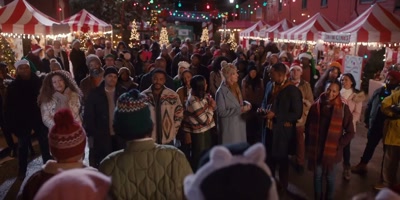 Everyone's rushing to get gifts, - Christmas with a Kiss