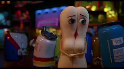 Excuse meAre you a bun UhYeah I am WhyAnd you've been traveling with a sausageYes Yes I have Have you seen himI have He's looking for you in my aisleHe's right this way I can take you to him chicaI take you to him real goodLAUGHINGAll right vámonos Let's - Sausage Party