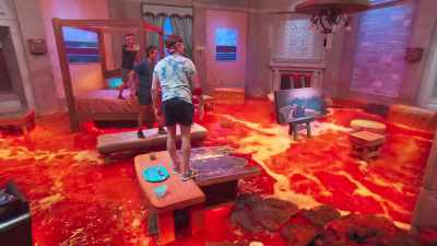 Extending the vanity
makes it easy to step on the chandelier, - Floor Is Lava