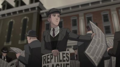 Extra, extra! Gotham knee-deep in lizards! - Batman: The Doom That Came to Gotham