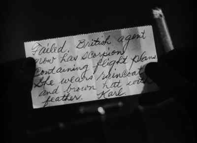 "Failed. British agent now has
scorpion containing flight plans. - My Favorite Blonde