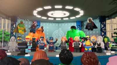 -[fans cheering]
-[fan 7] Gosh, they're really here! - LEGO Marvel Avengers: Mission Demolition