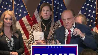 Fast forward to hair
dye running down his face. - Giuliani: What Happened to America's Mayor?