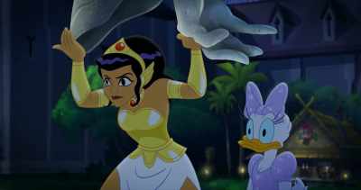 -Felldrake is still trapped in the staff?
-(moans) - Legend of the Three Caballeros