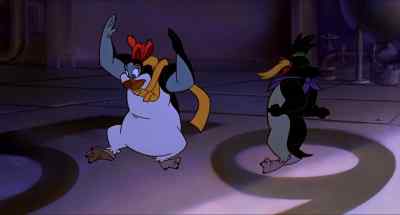 FEMALE NARRATOR: 
As they continued 
their journey home, - The Pebble and the Penguin