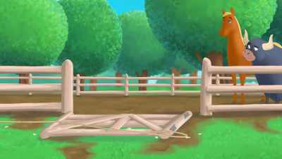 (fence breaks)
(lamb bleating) - Curious George: Go West, Go Wild