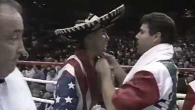 - Fighting out of
the red corner, - The Golden Boy