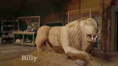 Finally, Billy
has produced a huge lion - Handmade: Britain's Best Woodworker