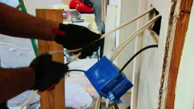 Finally, our electricians
are adding some new outlets - Zombie House Flipping