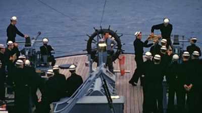 Finally, they practice
the choreography of gun work. - The Pacific War in Color
