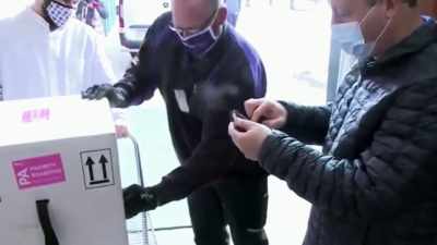 First, the package came right
here to our state laboratory. - The Vaccine: Conquering COVID