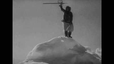 Flaherty had Nanook hunt
with a traditional harpoon, - Almost Human
