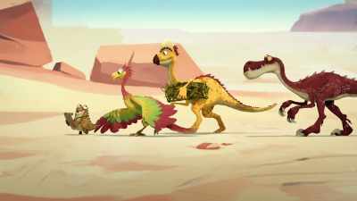 For example, did you know that those rocks
get their shape from the wind and rain? - Gigantosaurus