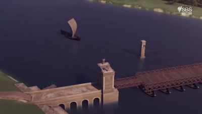 For larger merchant sailboats,
drawbridges were installed - Roman Megastructures