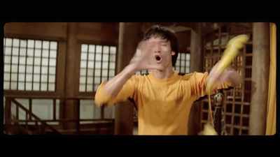 'For scenes in which Dan and Bruce
merely pose with the weapons, - The Final Game of Death