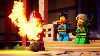 -Fore!
-[fire crackling] - LEGO Ninjago: Dragons Rising