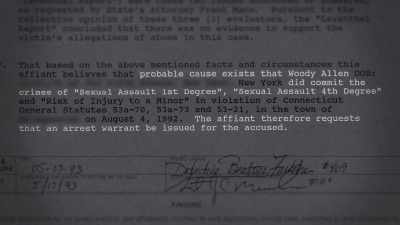 Frank:
I was confident there
was probable cause. - Allen v. Farrow