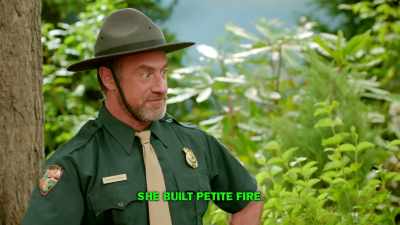 French trapper...
She build petite fire. - At Home with Amy Sedaris