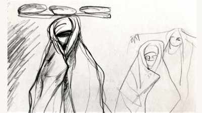 From left to right, a dark face,
what looks like glasses - The Eyes of Orson Welles