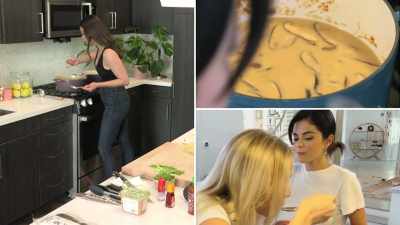 [funky music] - Selena + Chef
