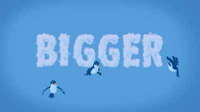 [funky music] - Bigger
