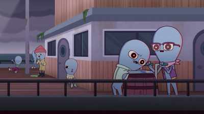 [gags] As soon as I'm done. [retching] - Strange Planet