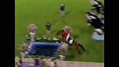 Gallop at the water jump and over. - Bad Sport